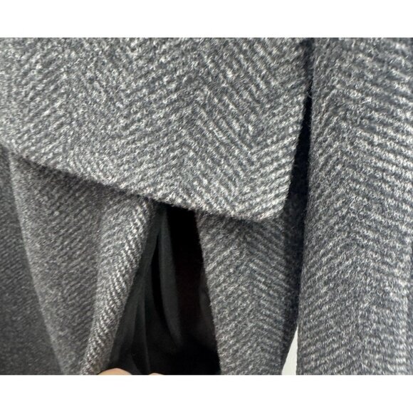 Vintage Forecaster of Boston 12 Gray Coat Cashmere Velvet Collar Herringbone Woo - Picture 8 of 15